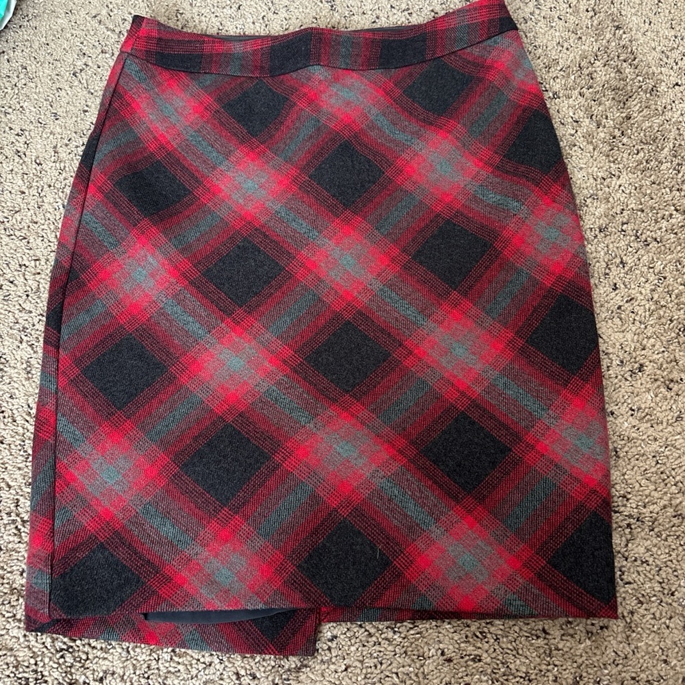The Limited Red & Black Plaid Pencil Skirt